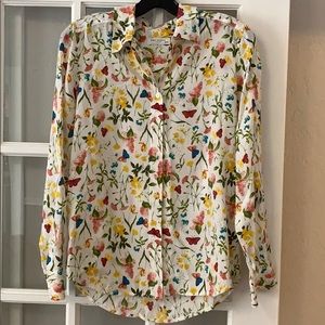 Equipment Silk Button-down floral blouse